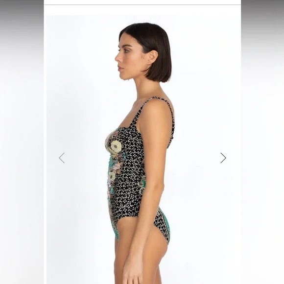 Johnny Was Mila Floral Ruched One-Piece Swimsuit sz XL adjustable straps - Picture 3 of 14